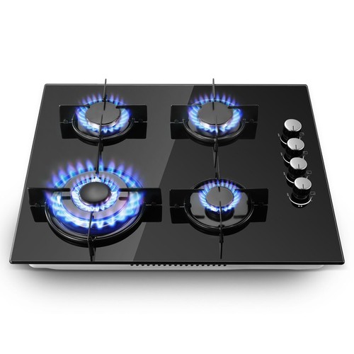 60cm gas hob burners black - 60cm, 4