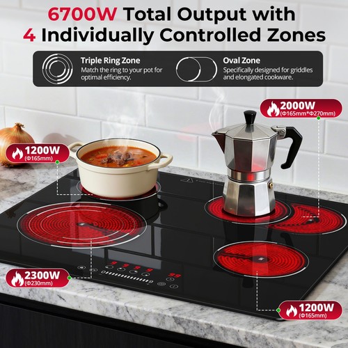 Ceramic hob zones 6700w - zones,
