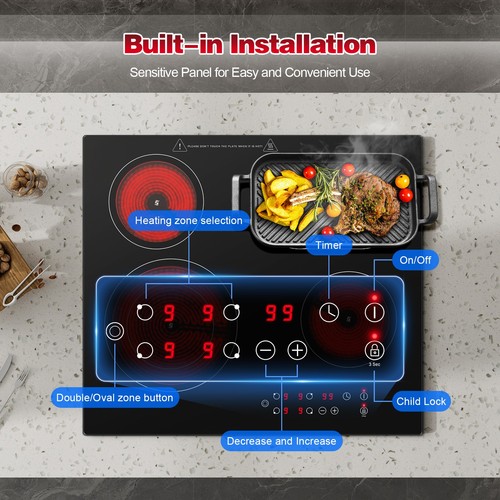 Zone electric hob 6600w - zone,