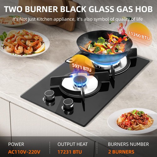 Gas hob 2burner - gas, tempered